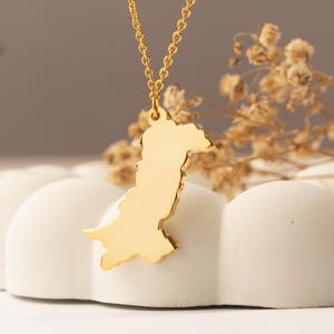 Personligt halsband med landskarta – Anpassat hemlandshänge – Resesmycken med 18K guldplätering