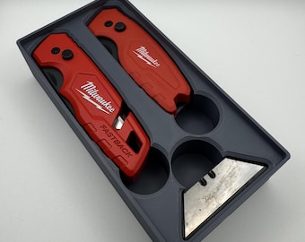 Milwaukee Fastback Knife Organizer Tray – Gridfinity Insert with Blade Holder