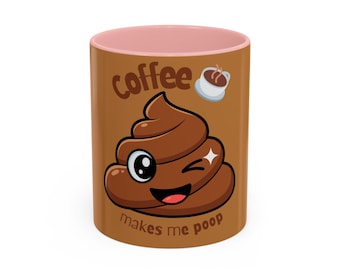Cheeky Poop Emoji Coffee Mug | Funny Morning Humor Accent Cup (11oz or 15oz)