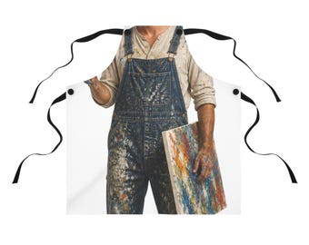 Realistic Painter Overalls Apron | Artist Paint Splatter All-Over Print Apron
