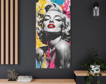 Marilyn Monroe Pop Art Canvas Print, Colorful Retro Wall Decor