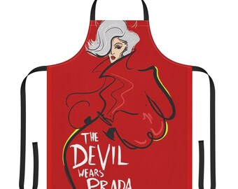 The Devil Wears Prada apron | Red Fashion Illustration, Graphic Cooking Apron