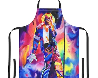 Colorful Michael Jackson Art Apron | Vibrant Musician Kitchen Apron