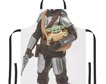 Star Wars Mandalorian and Grogu Apron | Character Illustration, Kitchen Cooking Apron