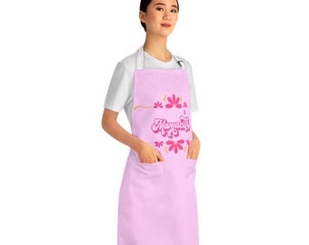Mamacita Floral Script Apron | Pink Kitchen Apron, Floral Kitchenwear