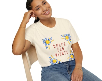Dolce Far Niente lemon tile T-Shirt | Italian phrase, citrus design
