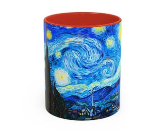 Starry Night by Vincent Van Gogh Painting Accent Coffee Mug | 11oz 15oz