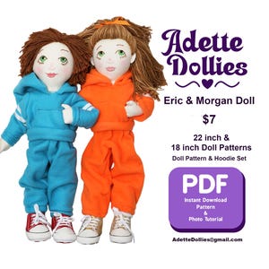 Eric & Morgan Doll Pattern, Hoodie Set (22, 18 Inch) (Digital Download)