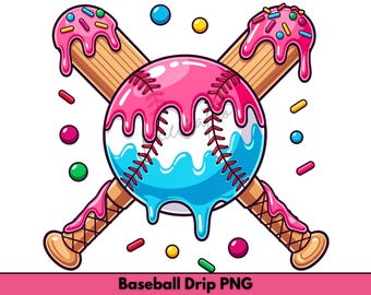 Motif goutte de baseball PNG | Design de sublimation effet goutte de glace, T-shirt de sport | Téléchargement numérique