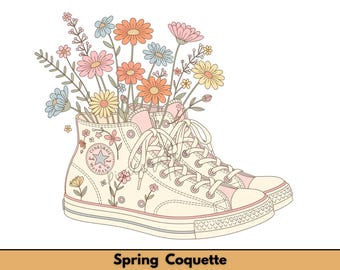 Coquette printanière PNG | à motif floral printanier, Sublimation de fleurs | Téléchargement numérique