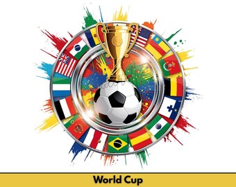 Coupe du Monde PNG | Logo écusson de football, drapeaux internationaux, design par sublimation | PNG sport | Téléchargement numérique