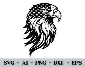 Ensemble SVG Aigle avec drapeau américain | Aigle patriotique des États-Unis pour Cricut et Silhouette