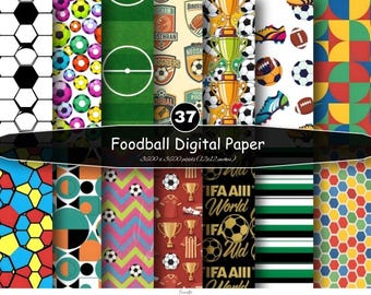 Pack de papiers numériques sur le thème du football | Motifs sportifs de football, arrière-plans de la Coupe du monde (Téléchargement numérique)