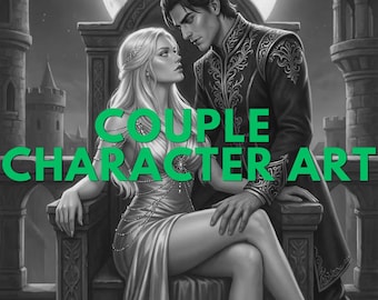 Benutzerdefinierte Paar Charakter Kunst | Romanze Fantasy Illustration | Buchumschlag Paar Motiv | OC Zeichen | Kommerzielle Nutzung