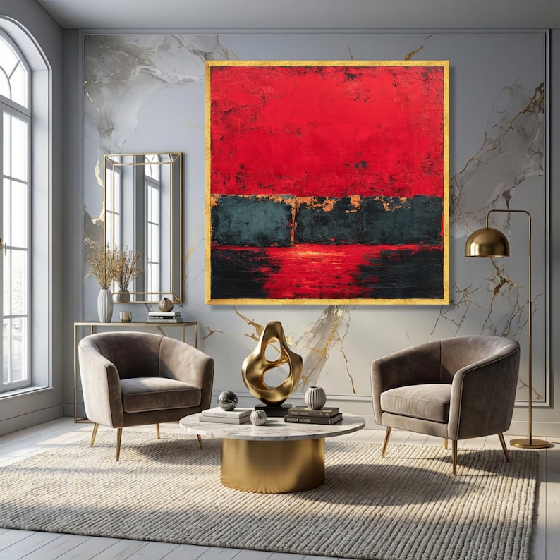 Mark Rothko Art, Bold Red and Black Abstract Canvas, Wall Art Modern ...