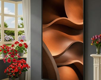 Warm Curved Wood Pattern Canvas, Abstract Flowing Lines Wall Art, Modern Brown Tones Canvas Decor, Home Interior Accent