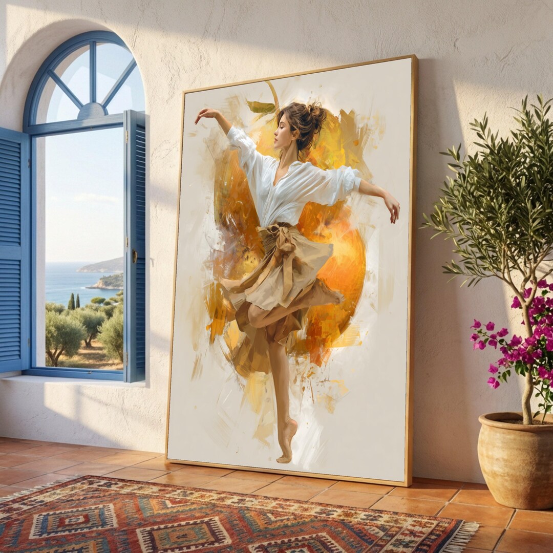 Neutral Dancing Elegant Ballerina Dance Canvas, Modern Woman Art, Graceful Movement ...