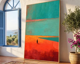 Mark Rothko art, Abstract Landscape Canvas Wall Art, Minimalist Silhouette Modern Home Decoration, Colorful Abstract Canvas