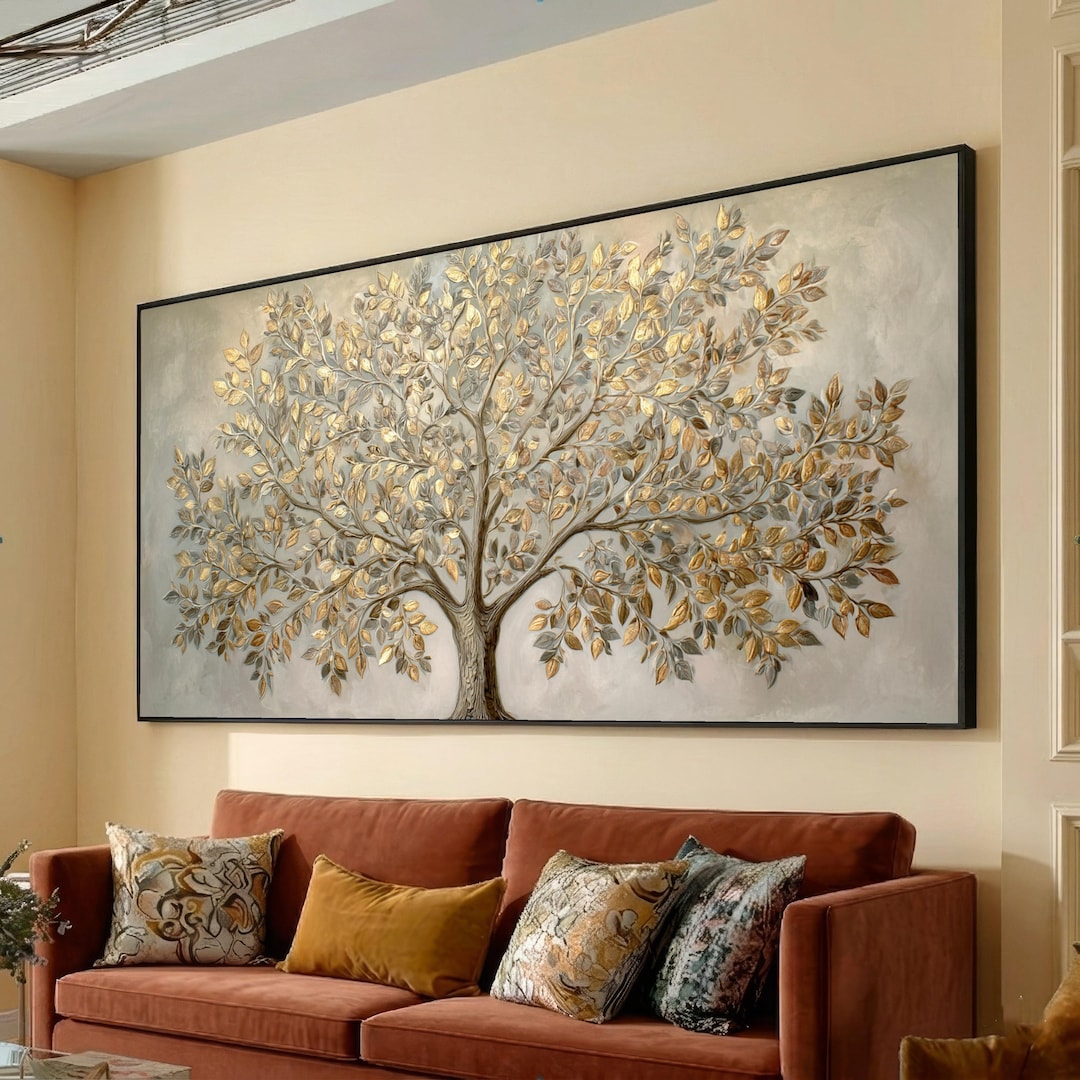 Golden Tree of Life Canvas Wall Art, Gustav Klimt Style, Metallic Leaf ...