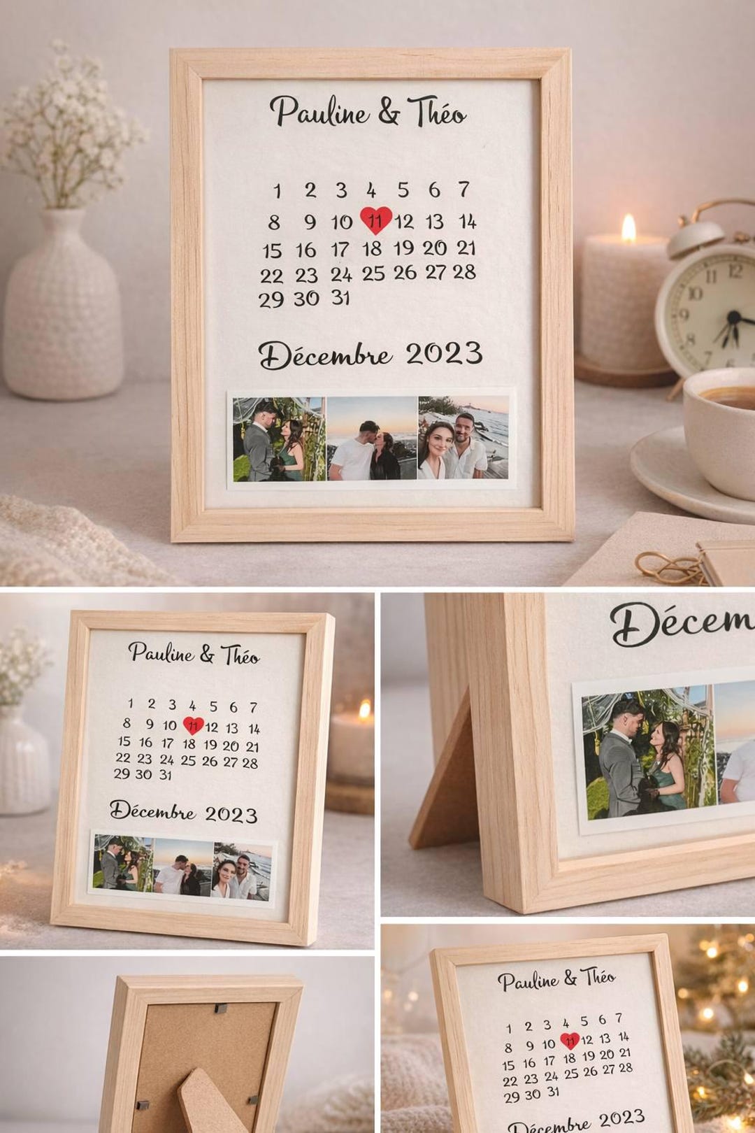 Cadre Calendrier Personnalisé avec Photos – Cadeau Couple Date ...