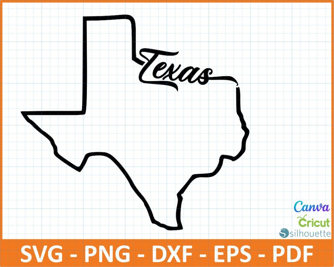 Texas State Outline Svg,texas Map Cut File,state Border Svg Png Dxf Eps ...