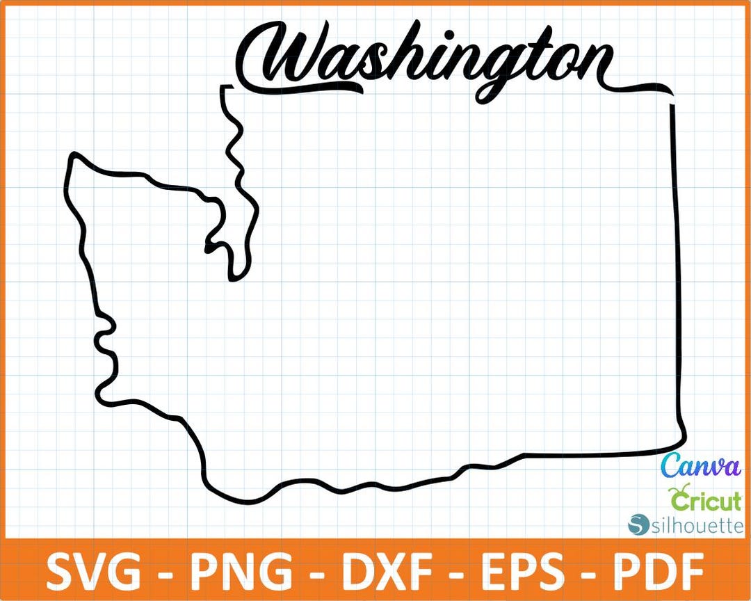Washington State Outline Svg,washington Map Cut File,state Border Svg ...
