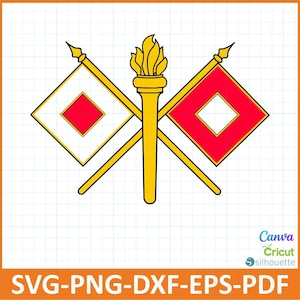 May include: A vector graphic featuring a golden torch with a flame, flanked by two flags. The flags are white with red diamond centers and are on golden poles. The image includes the text "SVG-PNG-DXF-EPS-PDF".