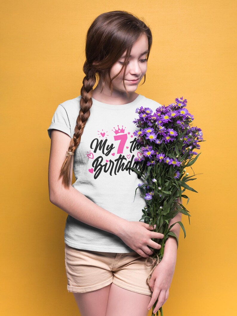 My 7th Birthday SVG, Girl 7th Birthday Shirt Diy,seventh Birthday Png ...