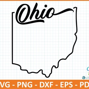 Ohio State Outline Svg,ohio Map Cut File,state Border Svg Png Dxf Eps ...