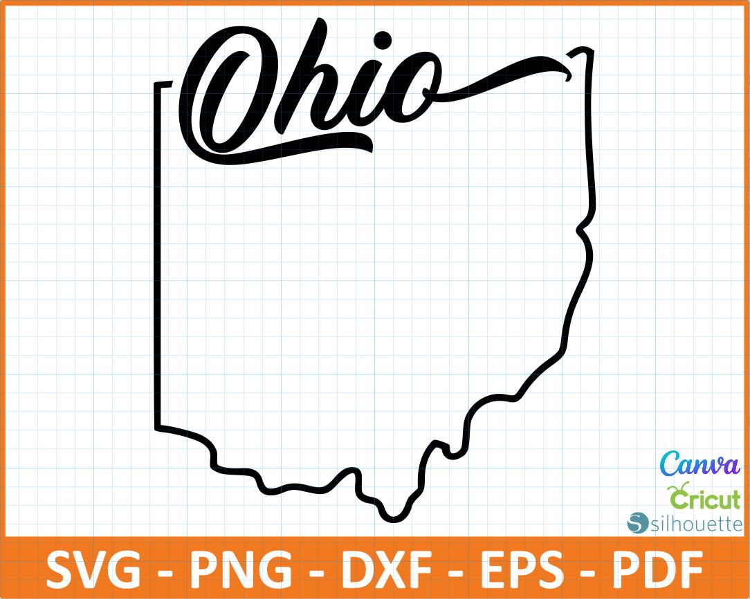 Ohio State Outline Svg,ohio Map Cut File,state Border Svg Png Dxf Eps ...