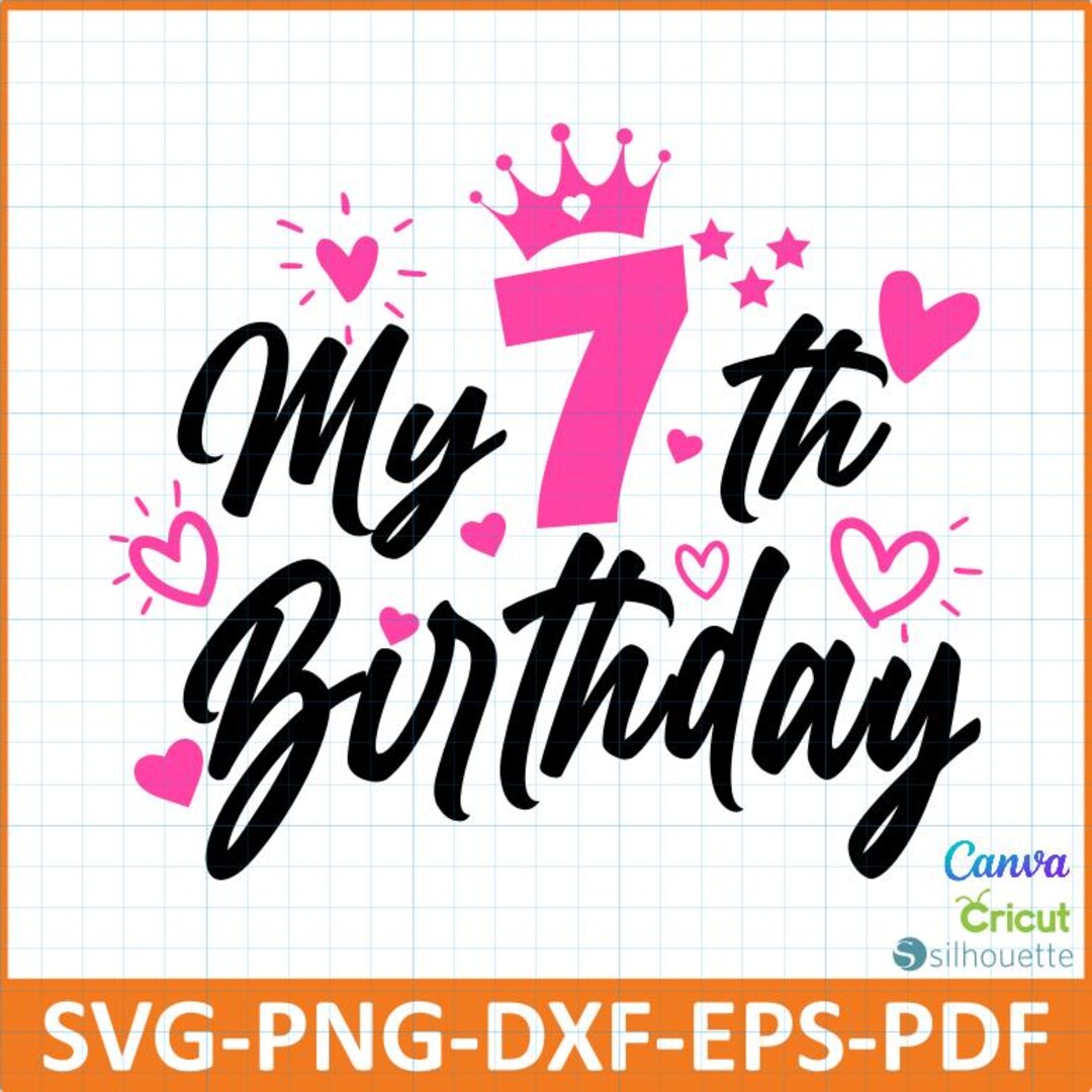 My 7th Birthday SVG, Girl 7th Birthday Shirt Diy,seventh Birthday Png ...