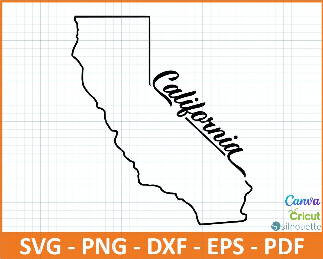 California State Outline,california Map Cut File,state Border Svg Png ...