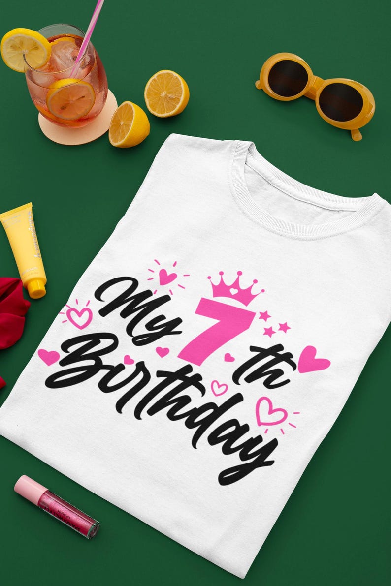 My 7th Birthday SVG, Girl 7th Birthday Shirt Diy,seventh Birthday Png ...