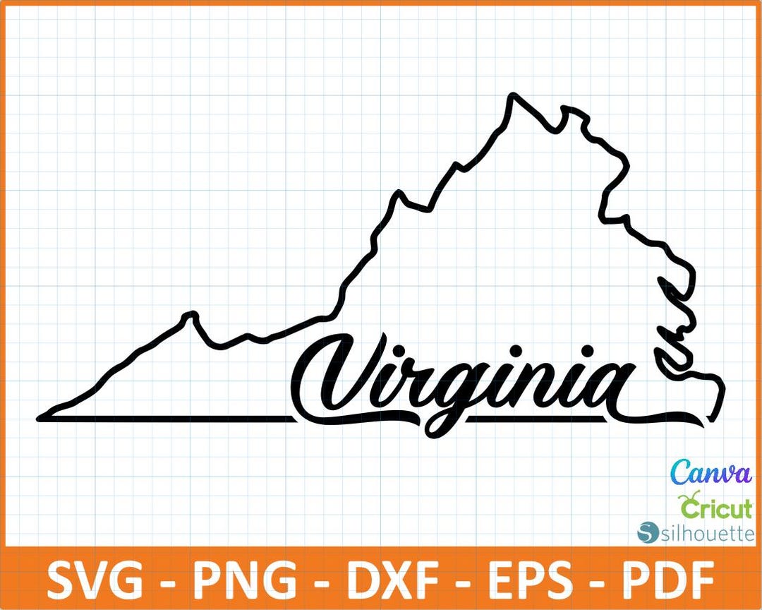 Virginia Map Shape File Virginia State Outline Svg,virginia Map Cut File,state Border Svg Png ...