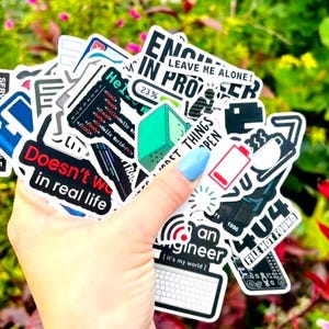 50 Pcs Tech Nerd Stickers, Coding Meme Stickers, Waterproof Stickers, Retro Computer Decal, Engineer Stickers, Developer Humor Gift.