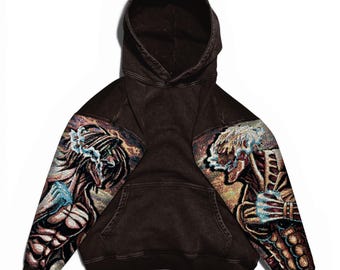 Popular Anime Tapestry Double-Sleeved Hoodie, Acid Washed Anime Gifts For Him and Her
