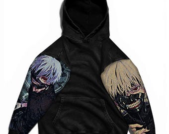 Popular Anime Tapestry Double-Sleeved Hoodie, Acid Washed Anime Gifts For Him and Her