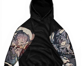 Popular Anime Tapestry Double-Sleeved Hoodie, Acid Washed Anime Gifts For Him and Her