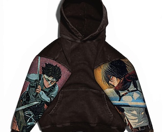 Popular Anime Tapestry Double-Sleeved Hoodie, Acid Washed Anime Gifts For Him and Her