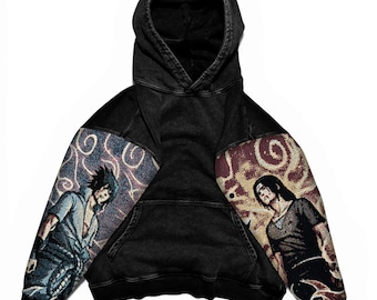 Popular Anime Tapestry Double-Sleeved Hoodie, Acid Washed Anime Gifts For Him and Her