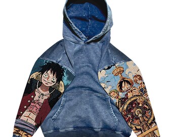 Popular Anime Tapestry Double-Sleeved Hoodie, Acid Washed Anime Gifts For Him and Her