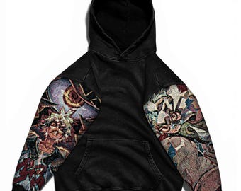 Popular Anime Tapestry Double-Sleeved Hoodie, Acid Washed Anime Gifts For Him and Her
