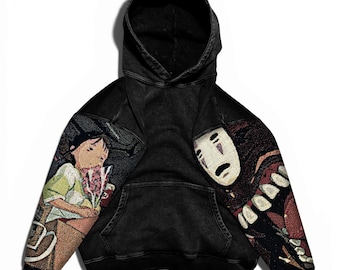 Popular Anime Tapestry Double-Sleeved Hoodie, Acid Washed Anime Gifts For Him and Her