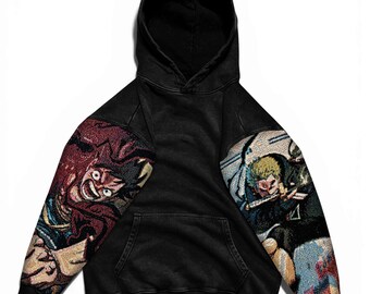 Popular Anime Tapestry Double-Sleeved Hoodie, Acid Washed Anime Gifts For Him and Her