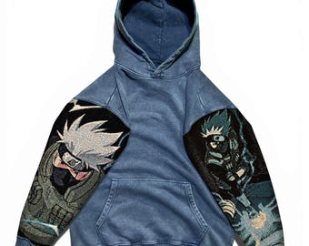 Popular Anime Tapestry Double-Sleeved Hoodie, Acid Washed Anime Gifts For Him and Her
