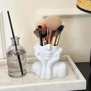 Organizador de brochas de maquillaje facial para mujer, vaso de almacenamiento para cosméticos faciales, soporte para brochas de tocador