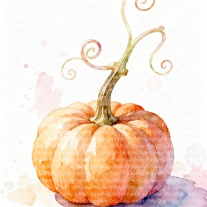 8 Pumpkin Clipart, Watercolor Fall PNG Bundle (Autumn Leaves, Latte, Pumpkin Pie), Cozy Autumn Clipart, Digital Download