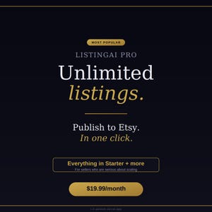 AI Etsy Listing Generator with One-Click Publish to Etsy | Unlimited Listings | SEO Tool for Etsy Sellers