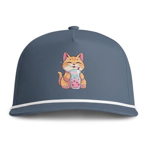 Cappello da gatto con motivo bubble tea / Cappello da gattino kawaii ricamato