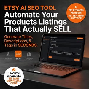 Herramienta SEO con IA para Etsy: generador de listados e investigación de palabras clave.